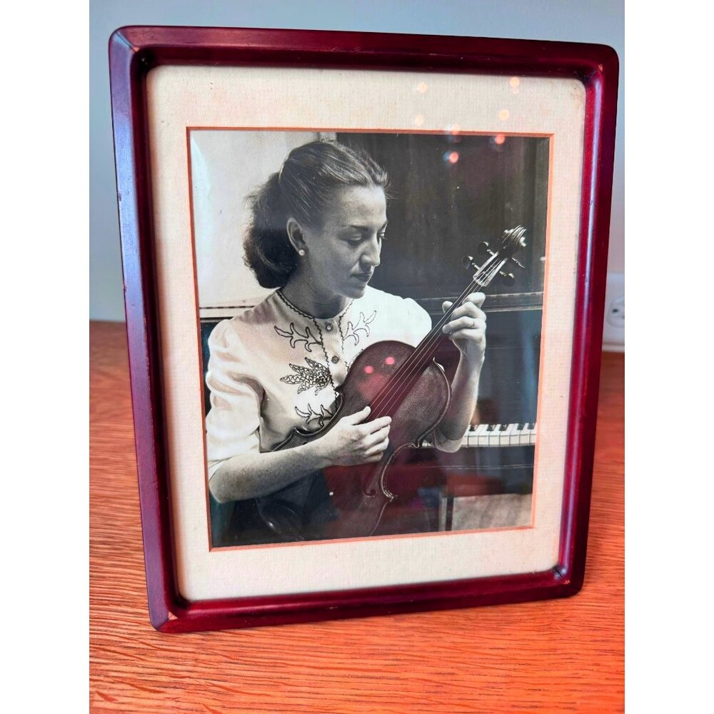 Framed Photo of Woman with Violin + 1993 Handwritten Letter from Mother to Son